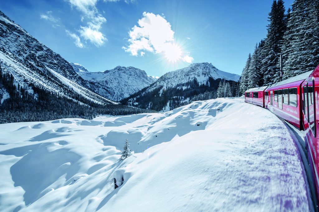 Místní vlak RhB u Arosy. Foto: Rhaetische Bahn